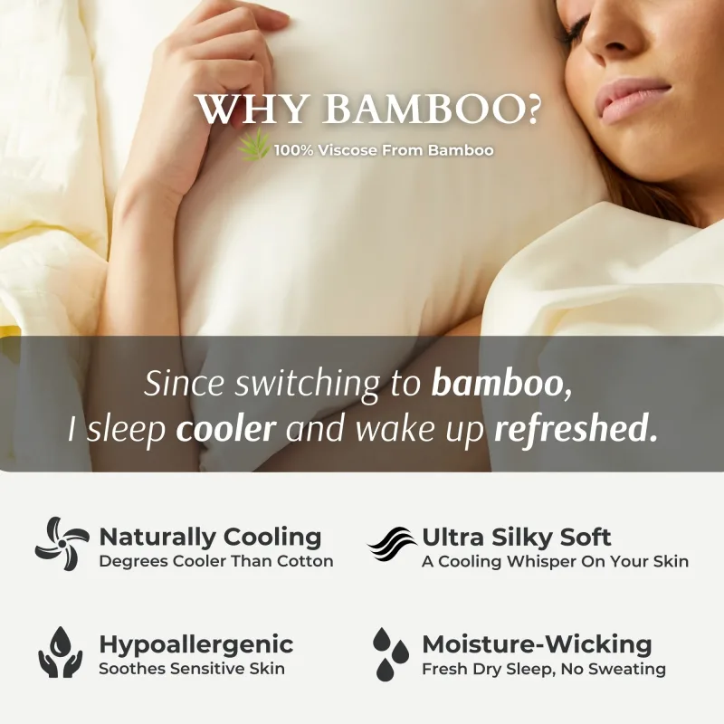 Cooling Bamboo Sheet Set - 100% Viscose from Bamboo - Ivory