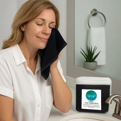 Bamboo Facial Washcloths - Viscose from Bamboo + Cotton - 6pk - Black