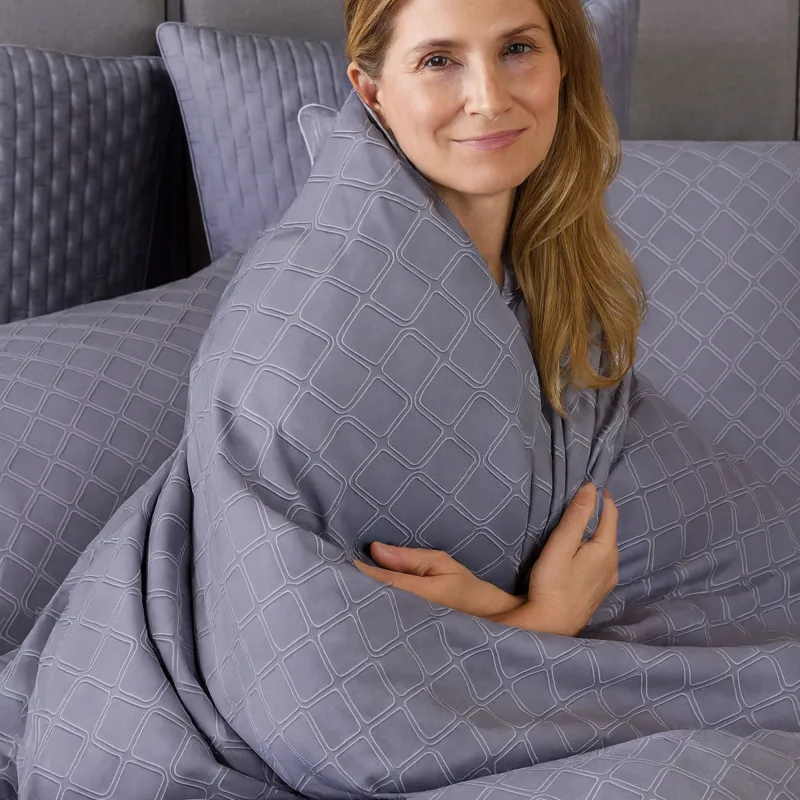 Cooling Bamboo Duvet Cover Set - 100% Viscose from Bamboo - 3pc - Platinum Geo