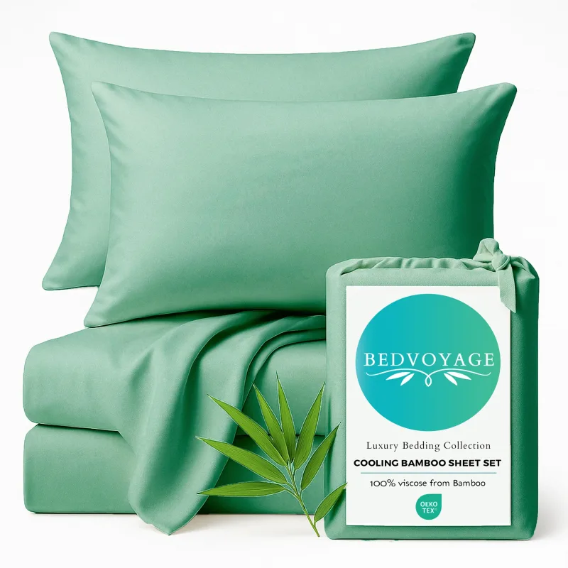 Cooling Bamboo Sheet Set - 100% Viscose from Bamboo - Seaglass