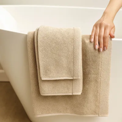 Plush Bamboo Towel Set - Viscose from Bamboo + Cotton - 3pc - Champagne