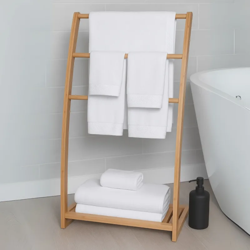 Plush Bamboo Towel Set - Viscose from Bamboo + Cotton - 8pc - White