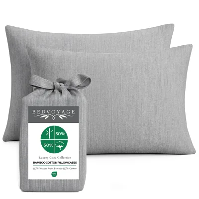 Cozy Bamboo Cotton Pillowcases - Viscose from Bamboo + Cotton - Silver