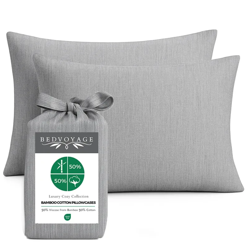 Cozy Bamboo Cotton Pillowcases - Viscose from Bamboo + Cotton - Silver