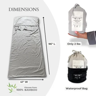 Sleeping Bag Liner - 100% Viscose from Bamboo - Stone