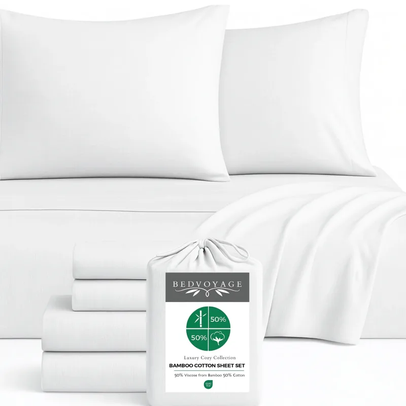 Cozy Bamboo Cotton Sheet Set - Viscose from Bamboo + Cotton - Snow