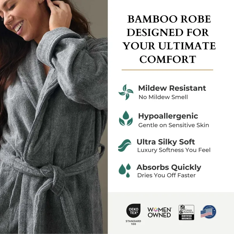 Peignoir en bambou Charcoal et drap de bain surdimensionné Sand