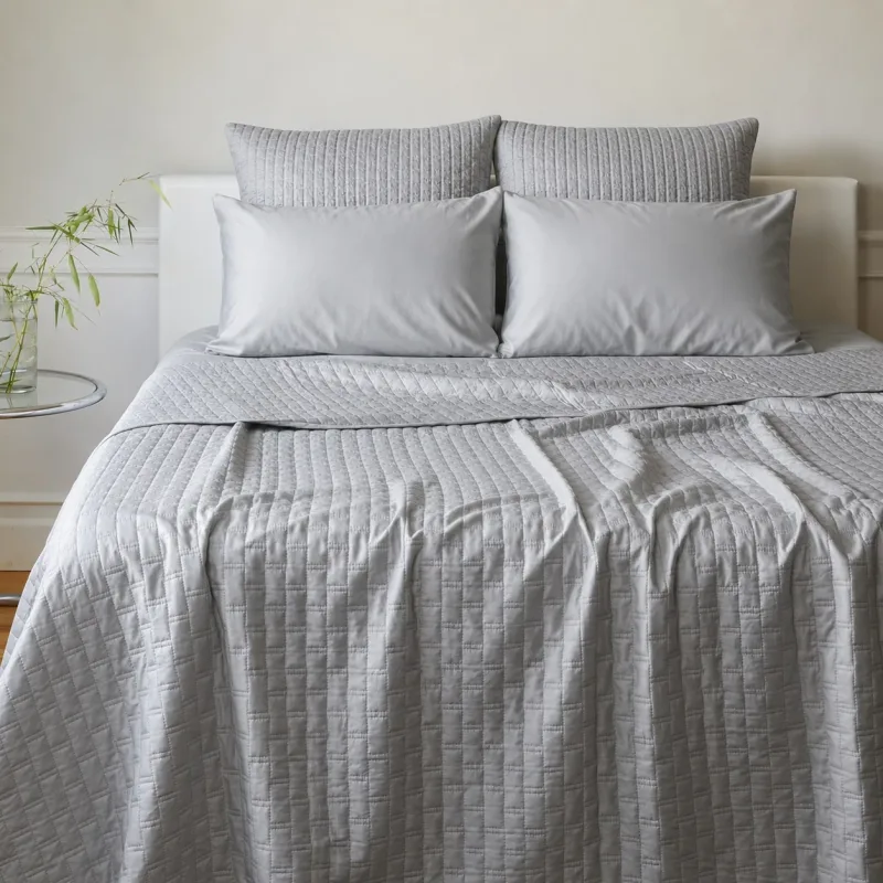 Bamboo Quilted Coverlet - 100% Viscose from Bamboo - Stone