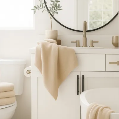 Plush Bamboo Towel Set - Viscose from Bamboo + Cotton - 3pc - Champagne