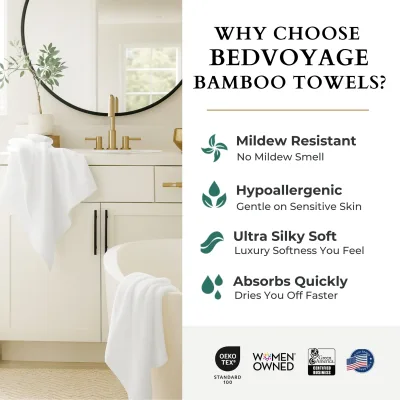 Toalha de Banho de Bambu Macia - Viscose de Bambu + Algodão - Branco