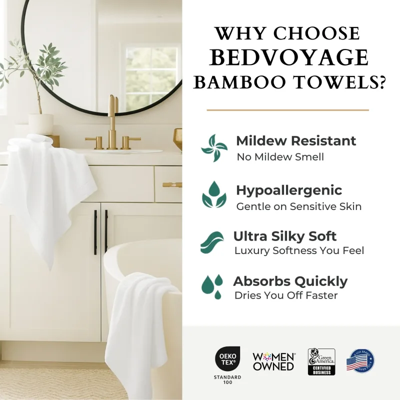 Toalha de Banho de Bambu Macia - Viscose de Bambu + Algodão - Branco