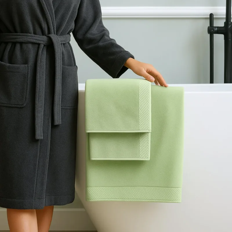 Plush Bamboo Towel Set - Viscose from Bamboo + Cotton - 3pc - Sage