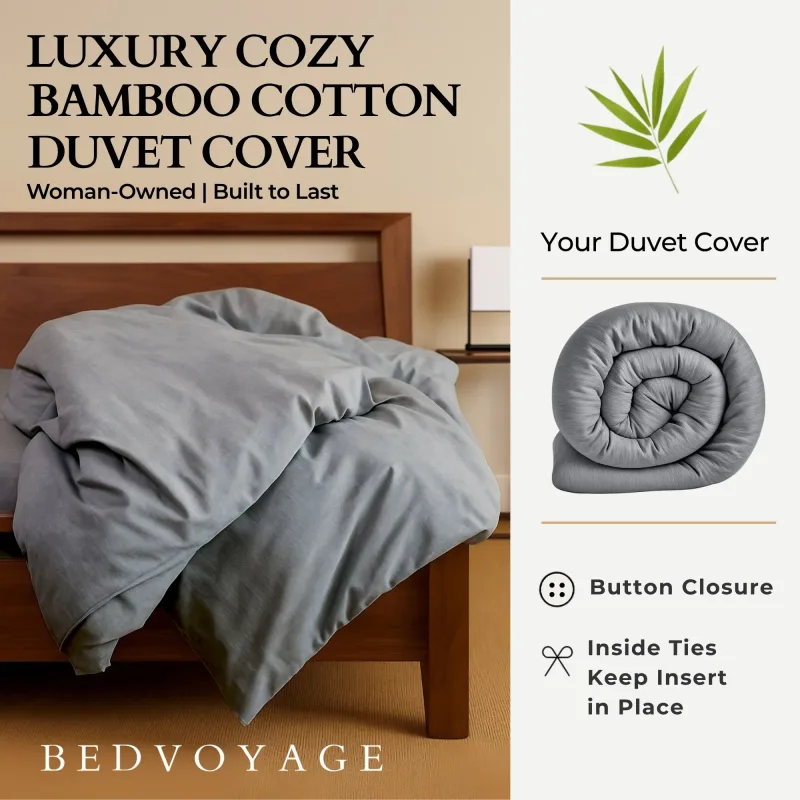 Cozy Bamboo Cotton Duvet Cover - Viscose from Bamboo + Cotton - Silver