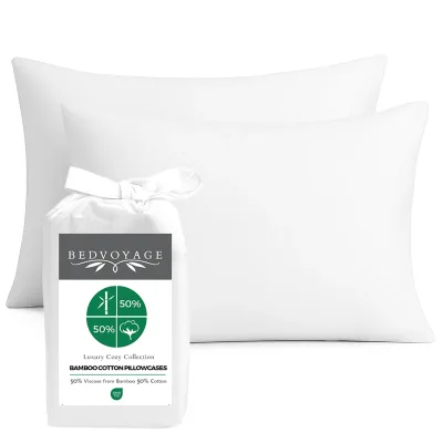 Cozy Bamboo Cotton Pillowcases - Viscose from Bamboo + Cotton - Snow