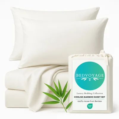 Cooling Bamboo Sheet Set - 100% Viscose from Bamboo - Ivory