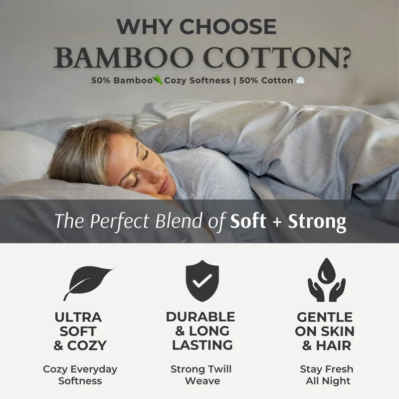 Cozy Bamboo Cotton Pillowcases - Viscose from Bamboo + Cotton - Silver