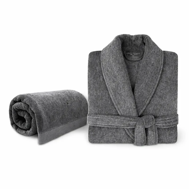 Peignoir en bambou Charcoal et drap de bain surdimensionné