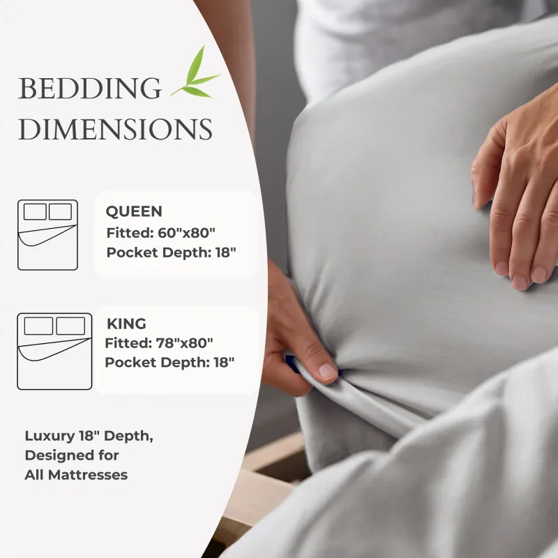 Bamboo Fitted Sheet - 100% Viscose from Bamboo - Stone