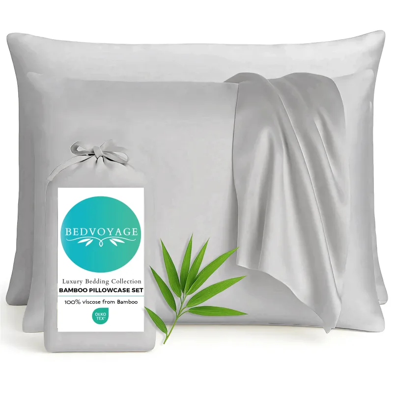 Cooling Bamboo Pillowcases - 100% Viscose from Bamboo - Stone