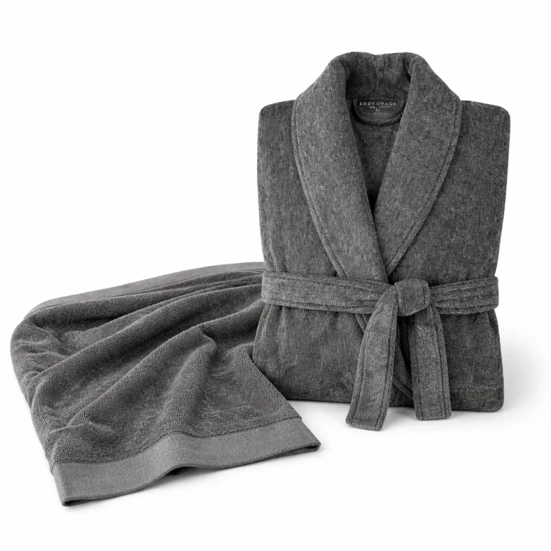 Charcoal Bamboo Robe & Oversized Bath Sheet Set