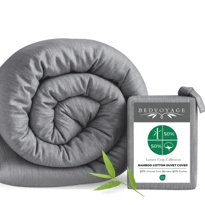 Cozy Bamboo Cotton Duvet Cover - Viscose from Bamboo + Cotton - Silver