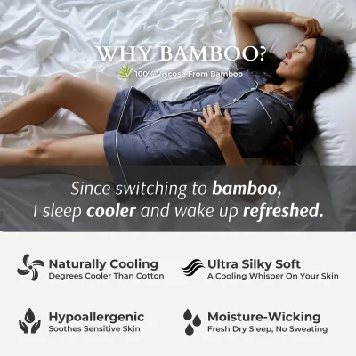 Cooling Bamboo Duvet Cover Set - 100% Viscose from Bamboo - 3pc - White
