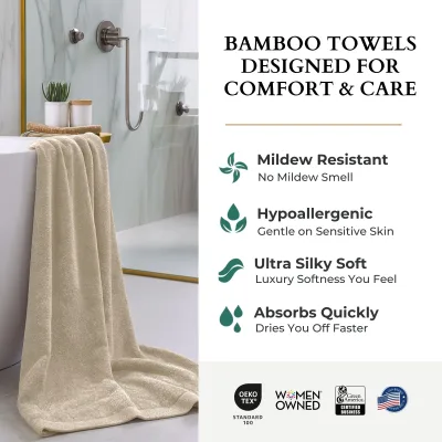 Bamboo badlaken set - Viscose van bamboe + katoen - 3-delig - Zand