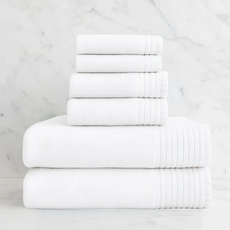 Quick-Drying Bamboo Spa Towel Set - Viscose from Bamboo + Cotton - 6pc - Cloud
