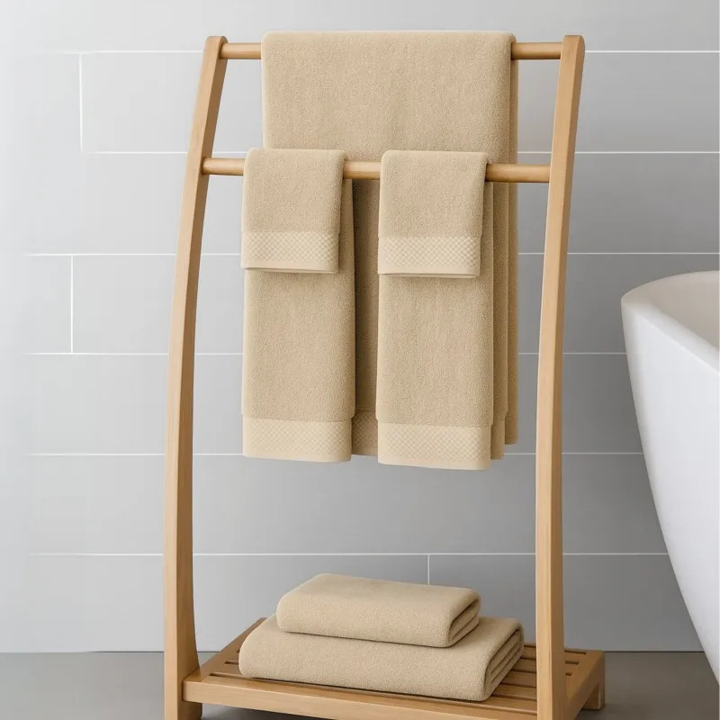 Plush Bamboo Towel Set - Viscose from Bamboo + Cotton - 8pc - Champagne