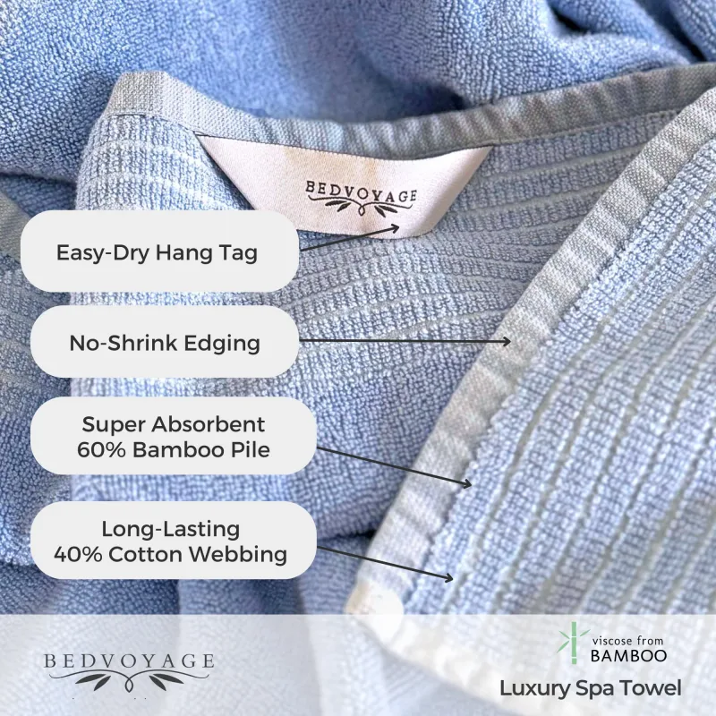 Quick-Drying Bamboo Spa Towel Set - Viscose from Bamboo + Cotton - 6pc - Ocean
