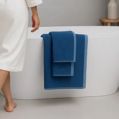 Plush Bamboo Towel Set - Viscose from Bamboo + Cotton - 3pc - Indigo