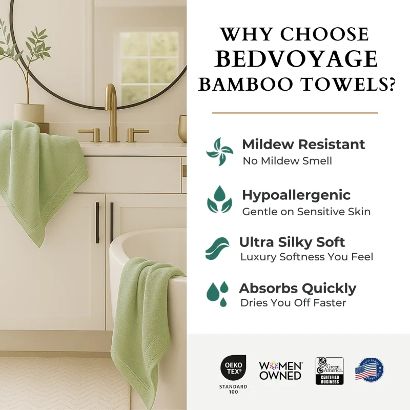 Toalha de Banho de Bambu Aveludada - Viscose de Bambu + Algodão - Salva