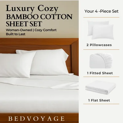 Cozy Bamboo Cotton Sheet Set - Viscose from Bamboo + Cotton - Snow