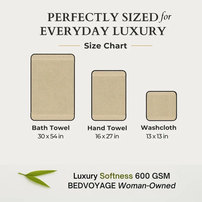 Plush Bamboo Towel Set - Viscose from Bamboo + Cotton - 8pc - Champagne