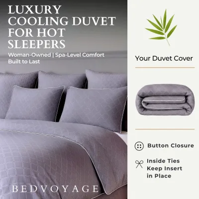 Cooling Bamboo Duvet Cover Set - 100% Viscose from Bamboo - 3pc - Platinum Geo