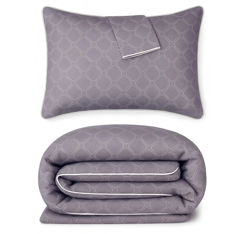 Cooling Bamboo Duvet Cover Set - 100% Viscose from Bamboo - 3pc - Platinum Geo